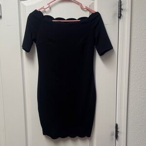 Elegant Black Scalloped Dress
